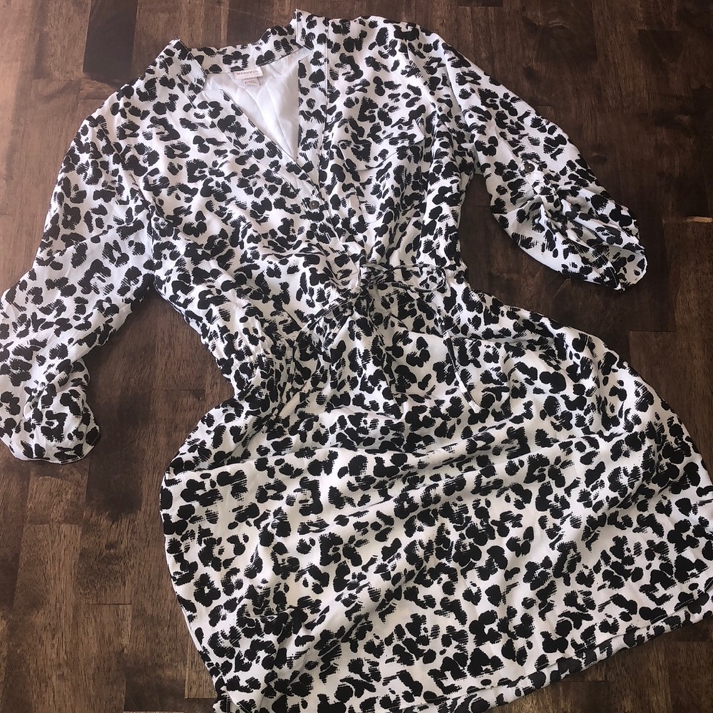 Cute work dress with drawstring, high low, sz L